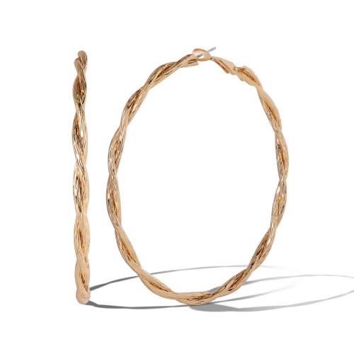 Jessica Simpson Light Gold Twist Hoop Earrings In Gold