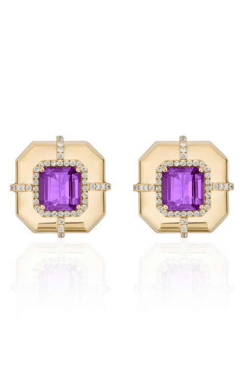 GOSHWARA Diamond & Semiprecious Stone Stud Earrings in Purple at Nordstrom