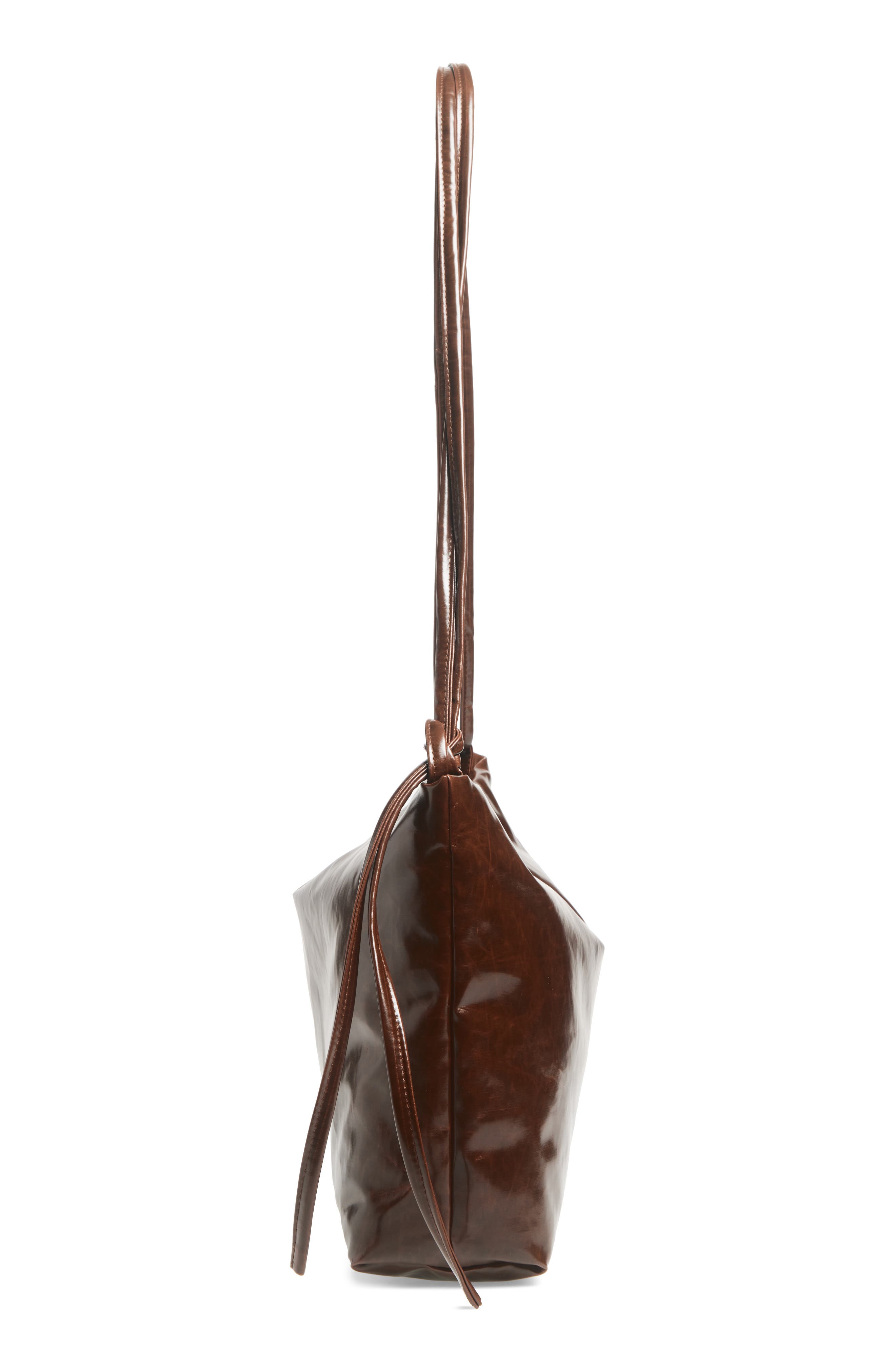 Loop Skai Lacquered Shoulder Bag, Alternate, color, DARK BROWN 0057