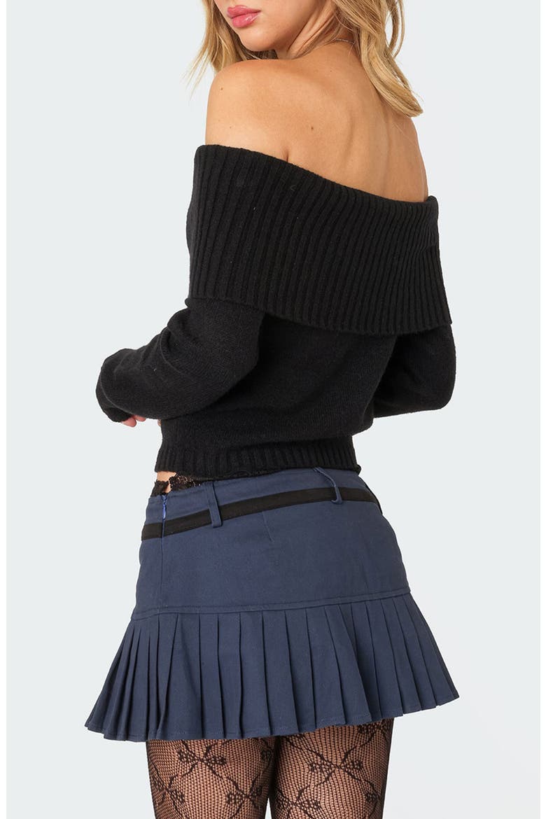 Tamara Foldover Knit Top, Alternate, color, BLACK