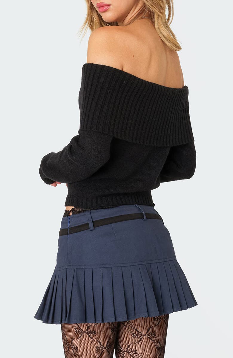 EDIKTED Tamara Foldover Knit Top, Alternate, color, Black