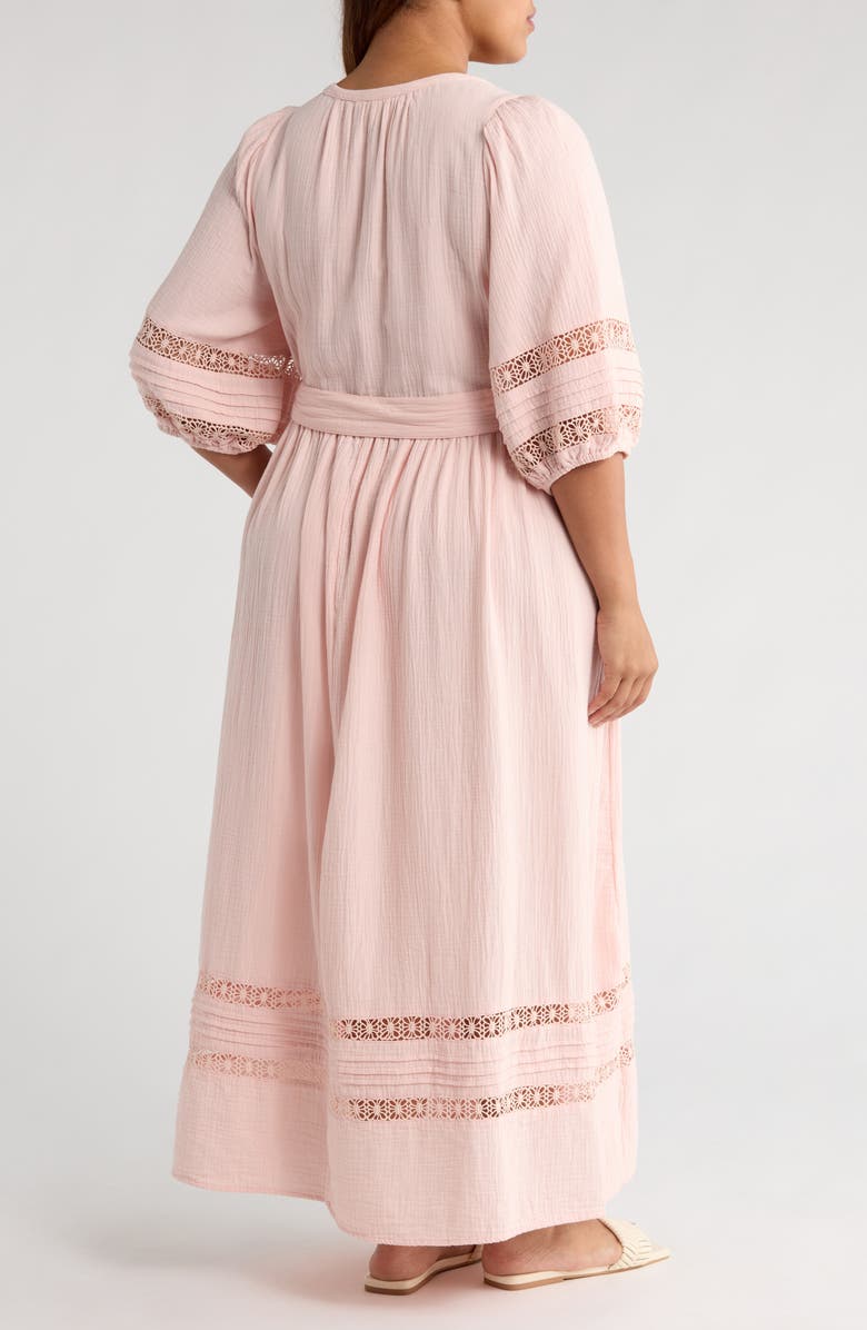 Caslon<sup>®</sup> Belted Cotton Maxi Dress, Alternate, color, Pink Delight