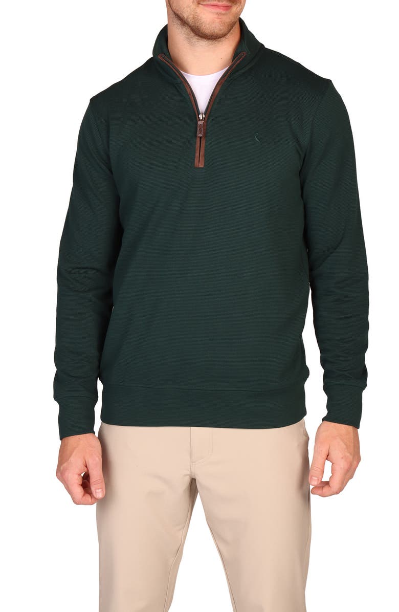 TailorByrd Rib Knit Quarter Zip Pullover, Alternate, color, Hunter Green