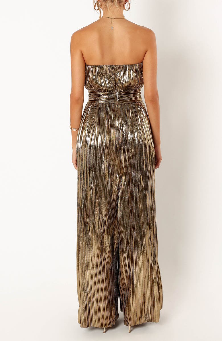 Petal & Pup Kerry Metallic Strapless Wide Leg Jumpsuit, Alternate, color,