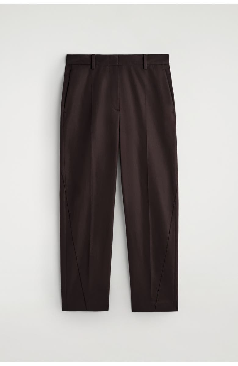 COS Embroidered Cotton Pants, Alternate, color, Dark Brown