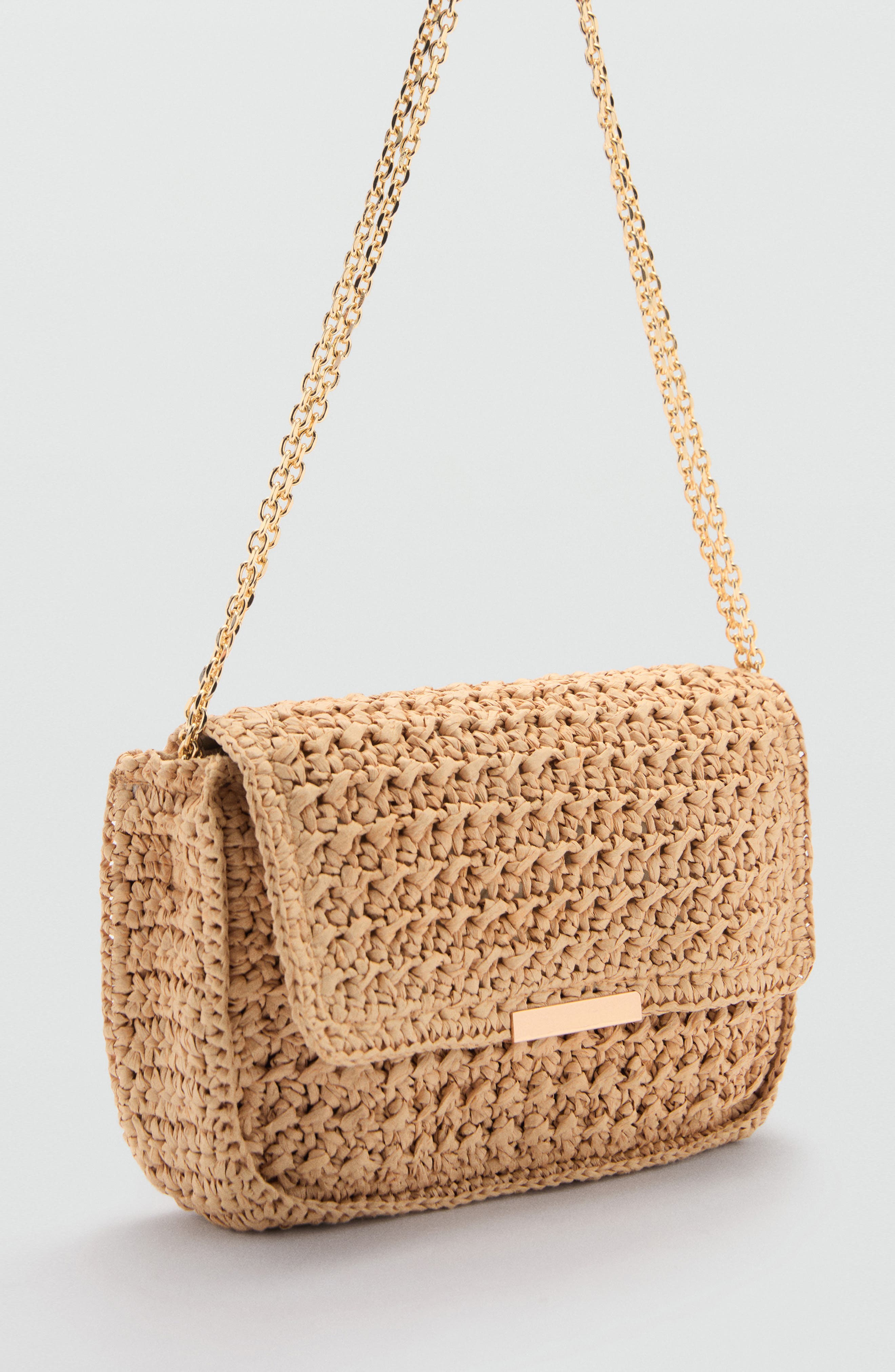 MANGO Braided Raffia Shoulder Bag, Alternate, color, 