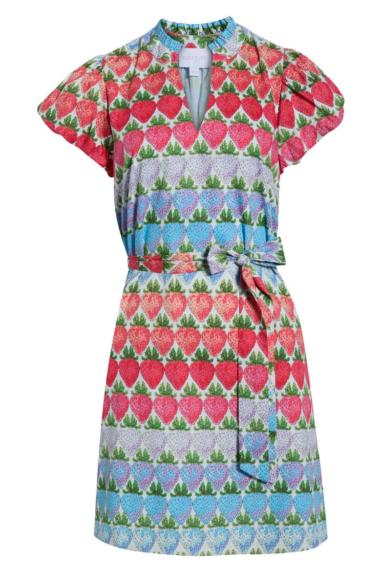 Berry Burst Orela Puff Sleeve Tie Belt Cotton Minidress, Alternate, color, MULTI