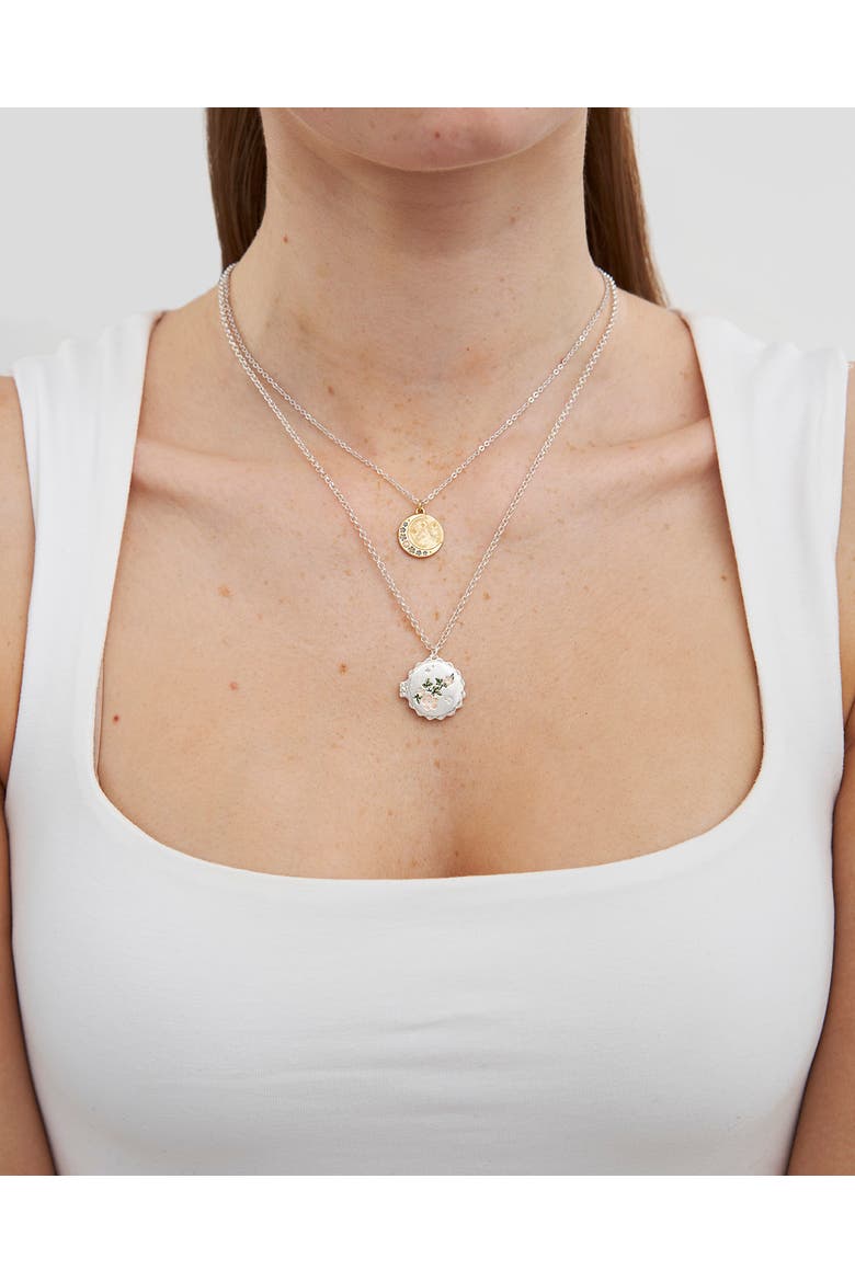 Ivy Blossom Locket Necklace, Alternate, color, Silver