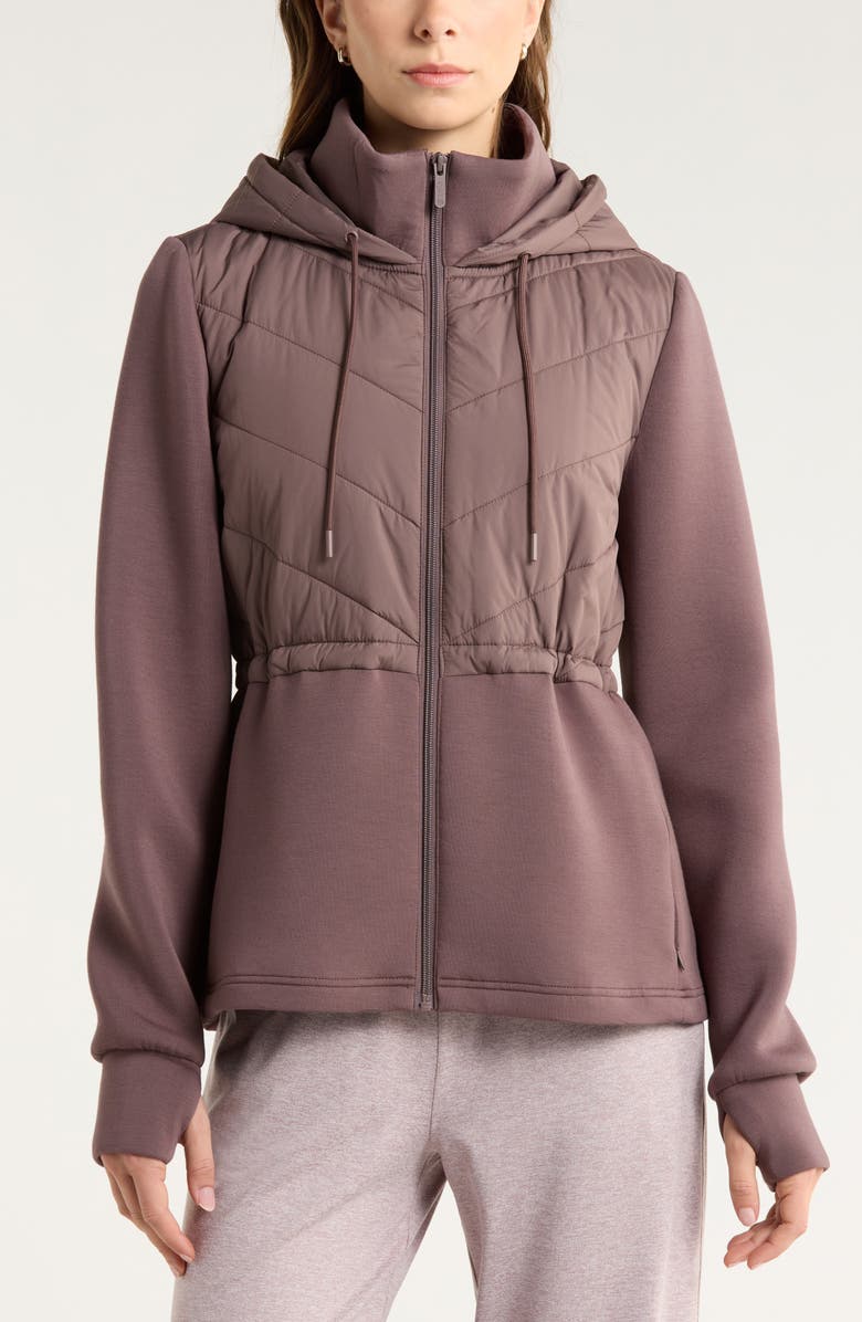 Zella Quilted Scuba Knit Jacket, Alternate, color, Grey Plum