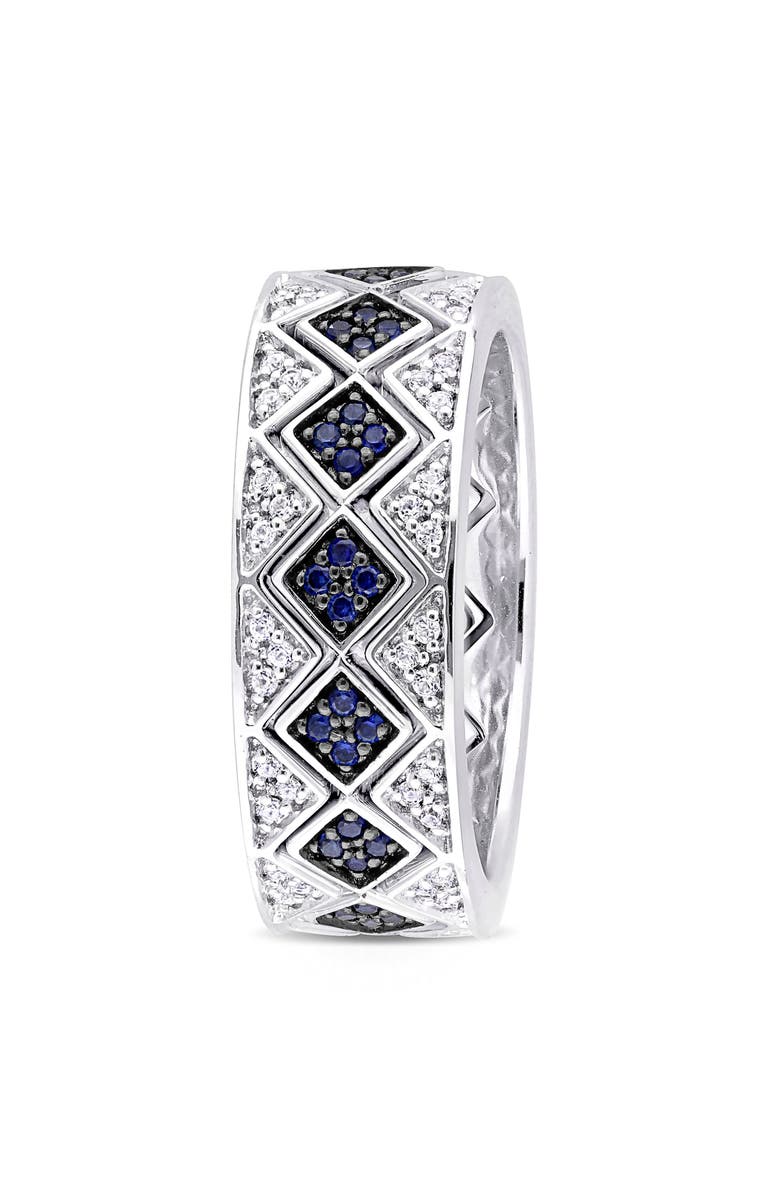 DELMAR Lab-Grown Sapphire Band Ring, Alternate, color, Blue