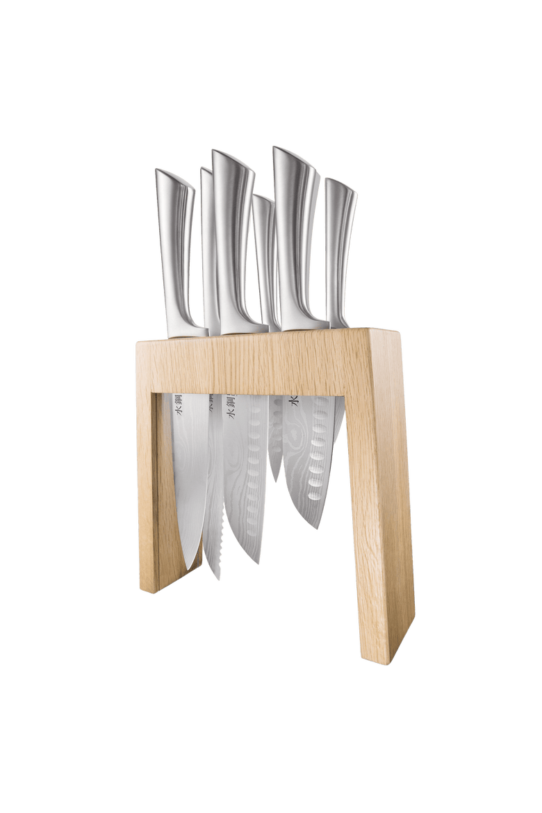 Damashiro® Mizu 7-Piece Knife Block, Main, color, Silver
