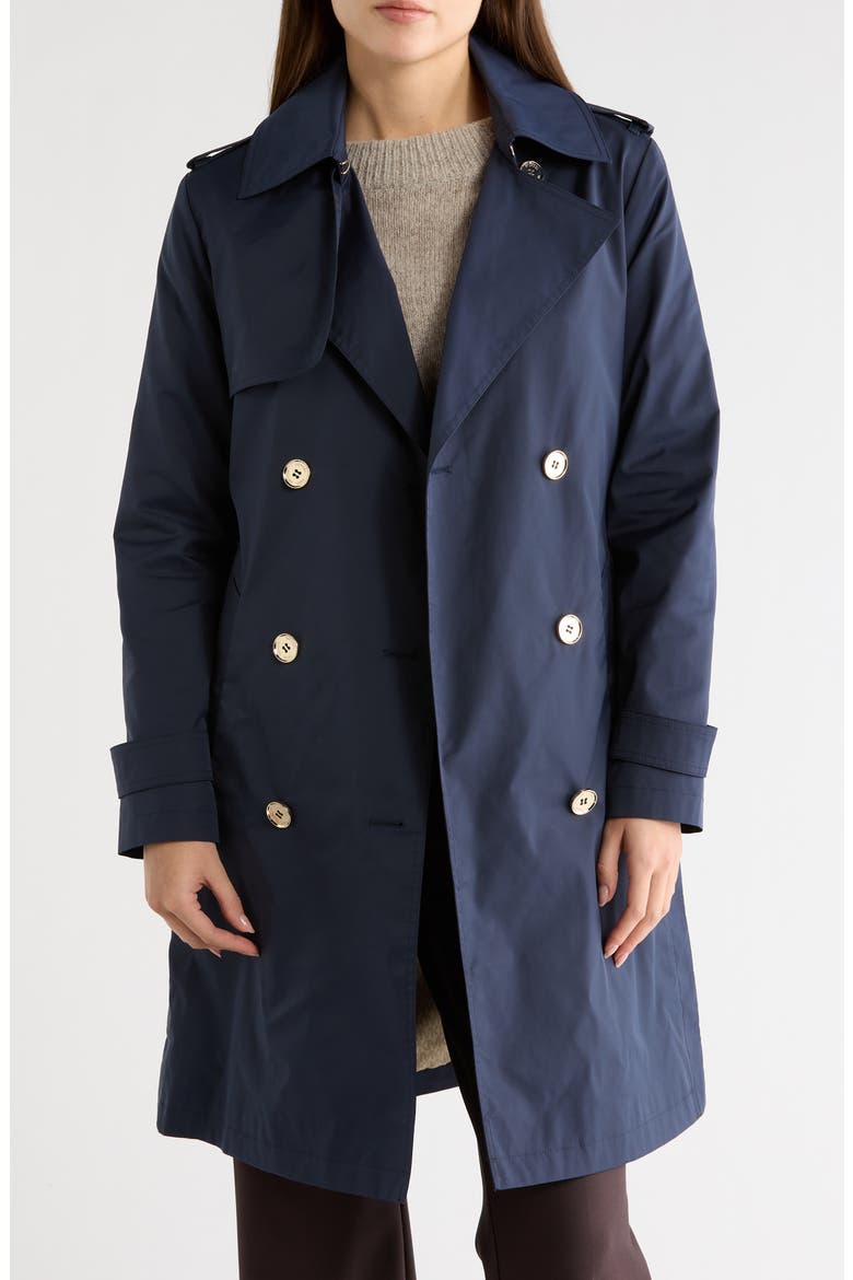 Belted Double Breasted Trench Coat, Alternate, color, MIDNIGHT