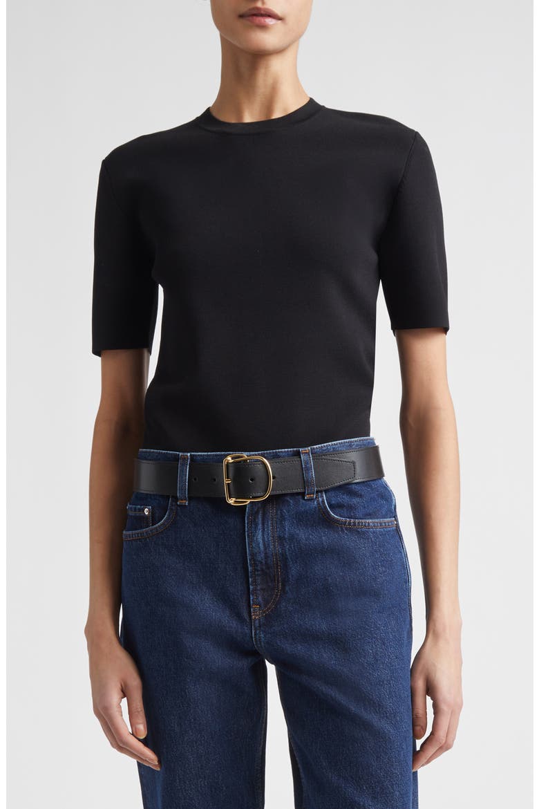 Compact Knit T-Shirt, Main, color, BLACK