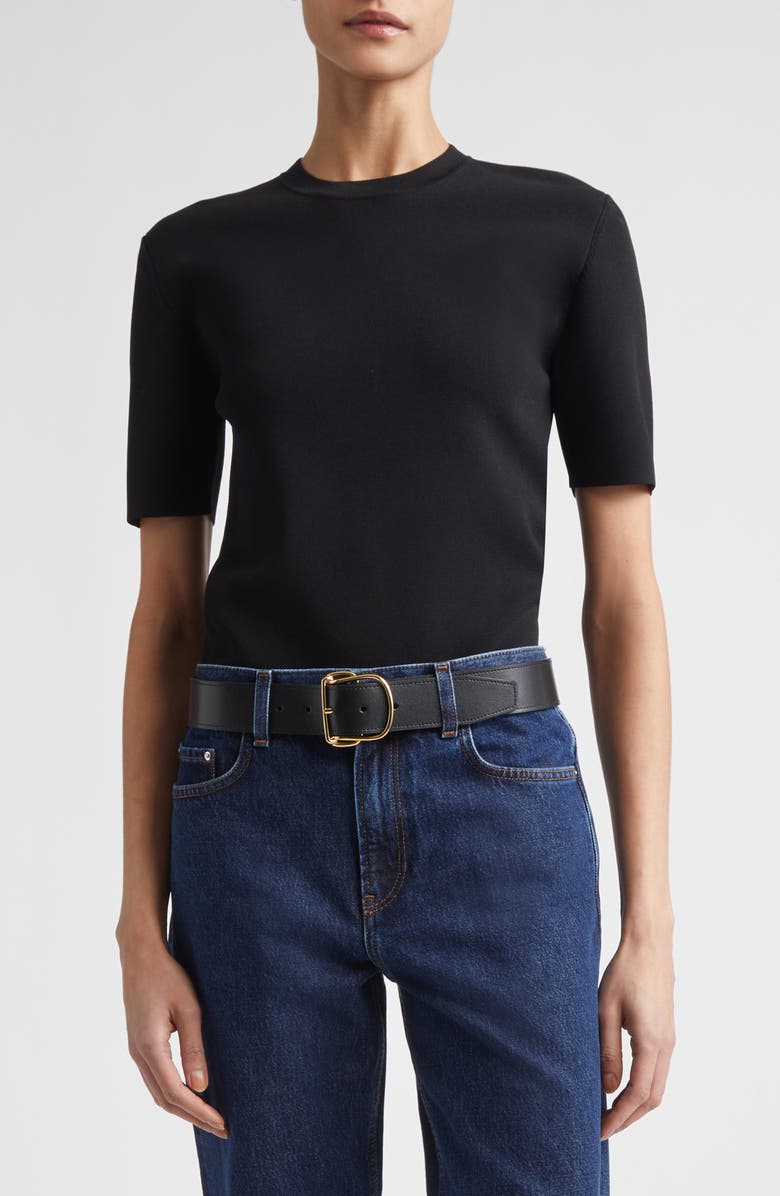 TOTEME Compact Knit T-Shirt, Main, color, Black