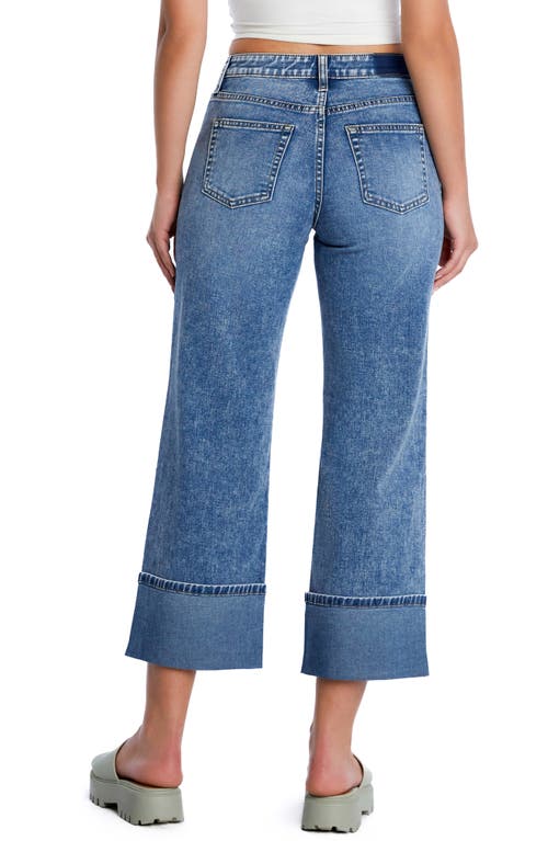 Hint Of Blu Clever Cuffed High Waist Wide Leg Jeans In River Blue
