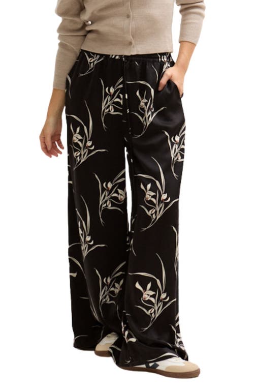 Lily And Lionel Lillibet Wide Leg Large Floral Print Trouser In Black