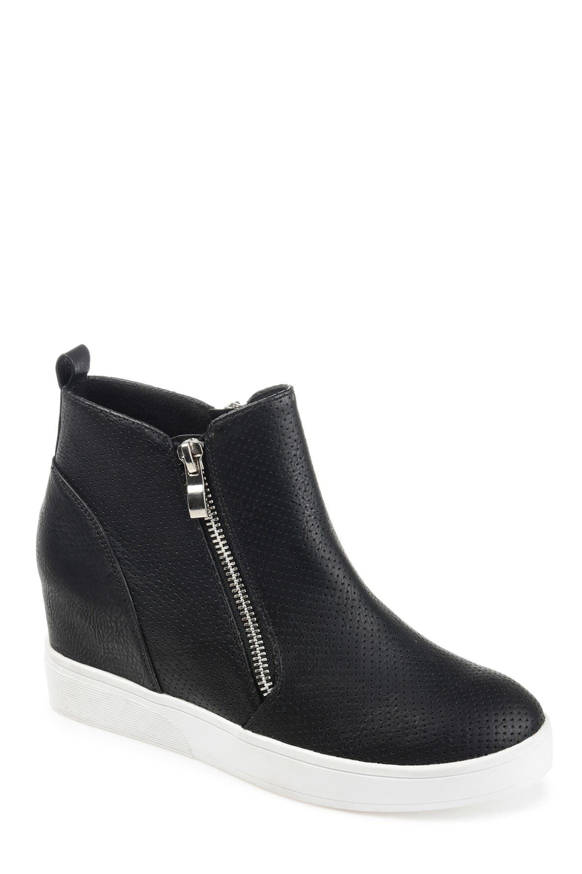 Journee Collection JOURNEE Pennelope Wedge Heel Sneaker, Alternate, color, Black