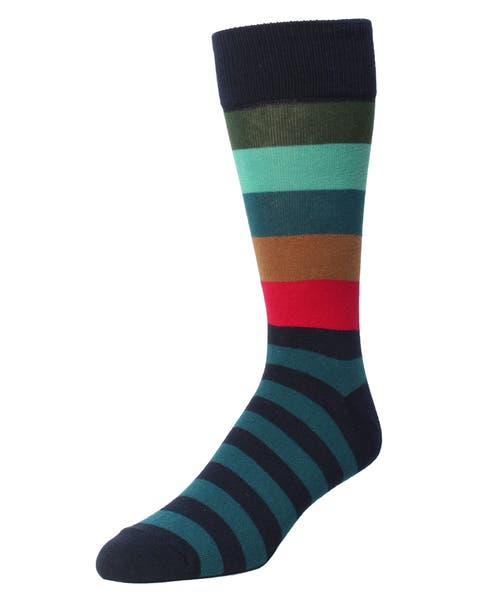 Bold Stripes Fine-Gauge Crew Sock