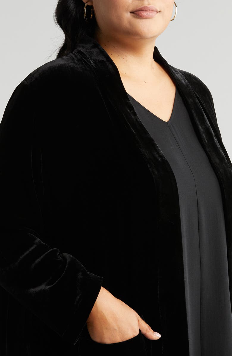Eileen Fisher Shawl Collar Open Front Velvet Jacket, Alternate, color,