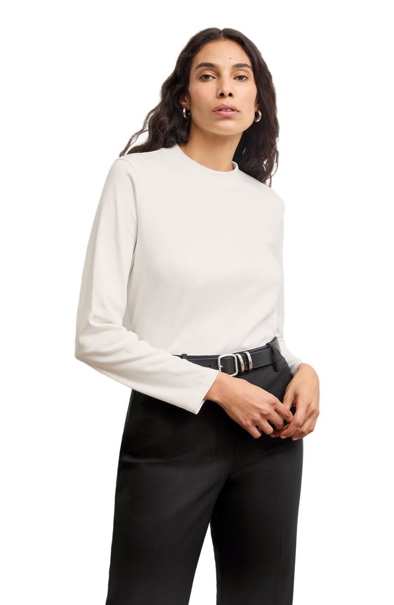 M.M.LaFleur Raquel Long-Sleeve Tee - Organic Pima Cotton, Main, color, White