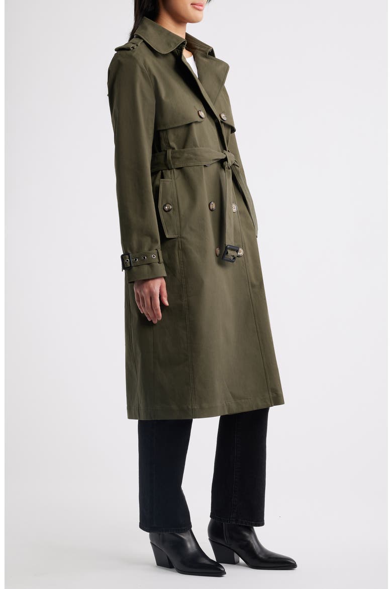 Belted Stretch Cotton Trench Coat, Alternate, color, HERITAGE KHAKI
