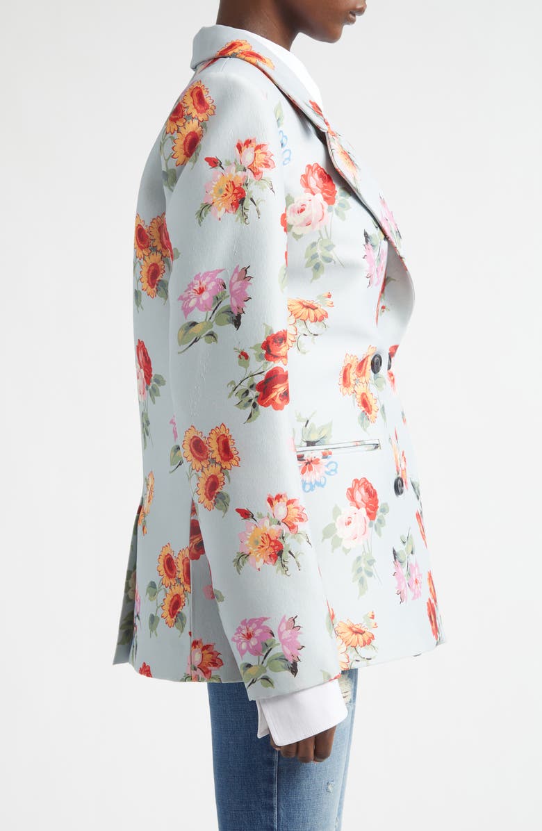 Brandon Maxwell The Delaney Floral Virgin Wool & Silk Faille Tuxedo Jacket, Alternate, color, Light Blue Floral