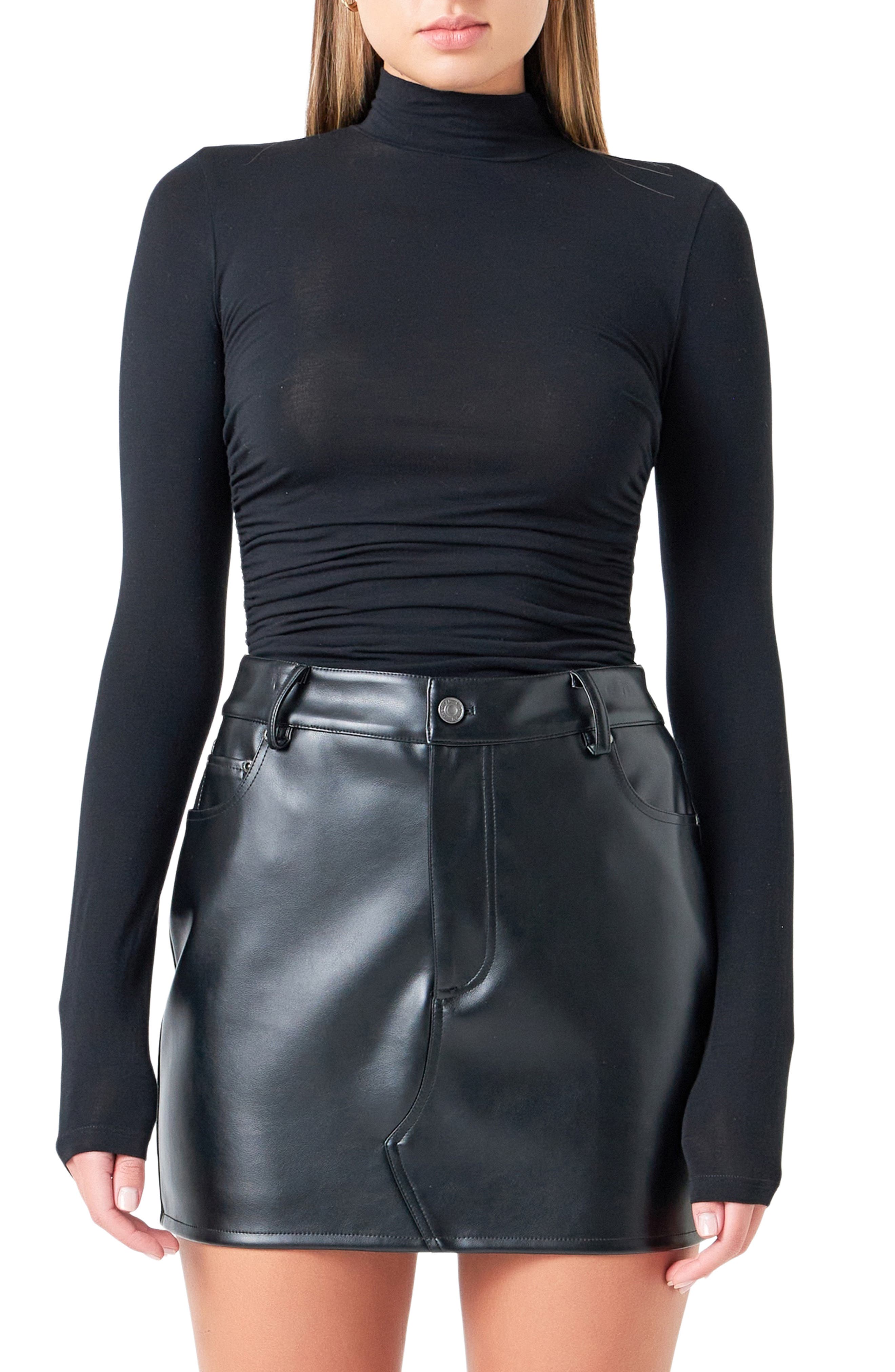 Ruched Turtleneck Top