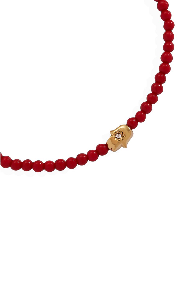 Alex and Ani Hamsa Coral Mini Stretch Bracelet, Alternate, color, Coral