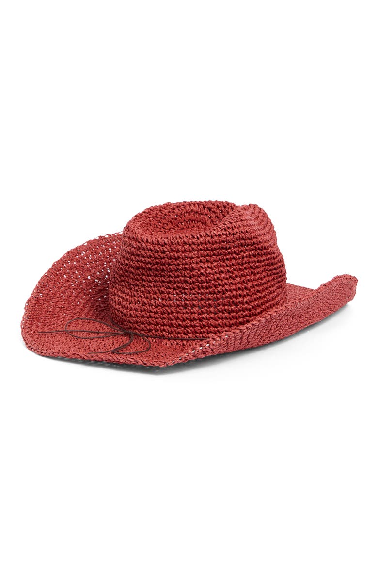 Bead Trim Cowgirl Hat, Alternate, color, DARK RED