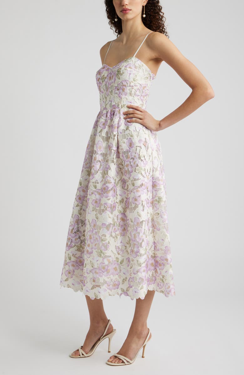 Chelsea28 Print Lace Sleeveless Midi Dress, Alternate, color, 