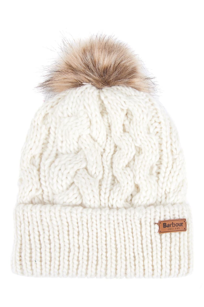 Penshaw Faux Fur Pompom Beanie, Main, color, CLOUD