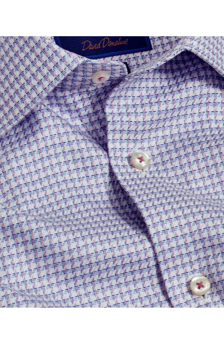 David Donahue Trim Fit Twill Texture Check Dress Shirt, Alternate, color, 