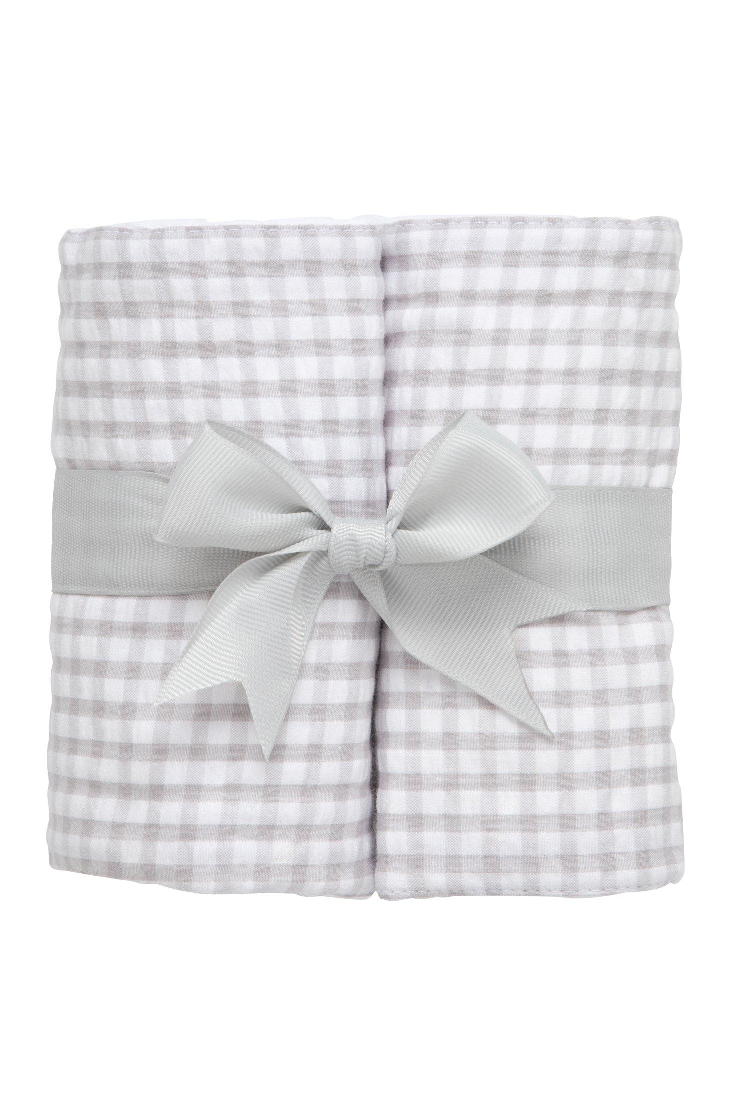 3 Marthas Big Check Set of Two Burp Cloths in Grey 