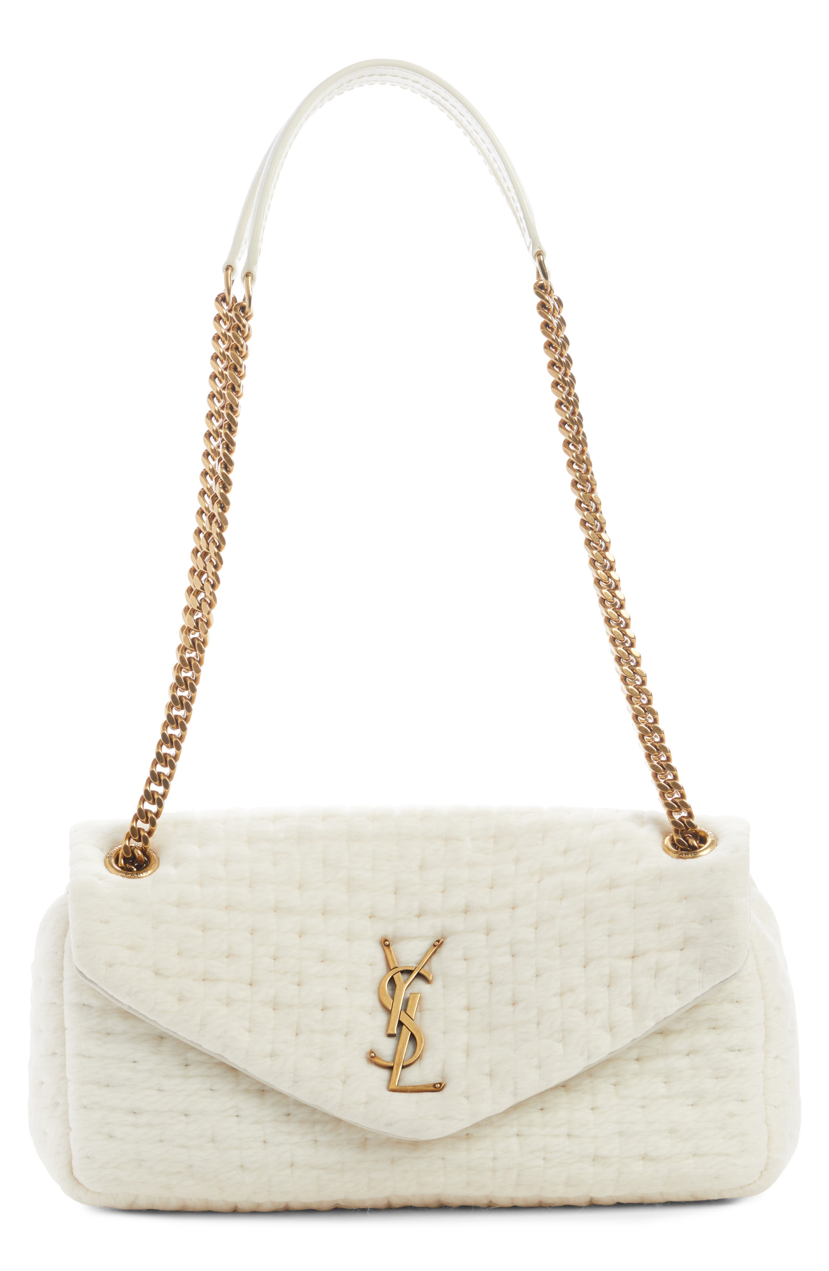Saint Laurent Small Lou Organza Puffer Shoulder Bag, Main, color, White Corn/ New Chant