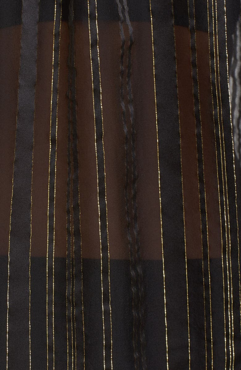 FRAME Tie Neck Metallic Stripe Silk Blouse, Alternate, color, 