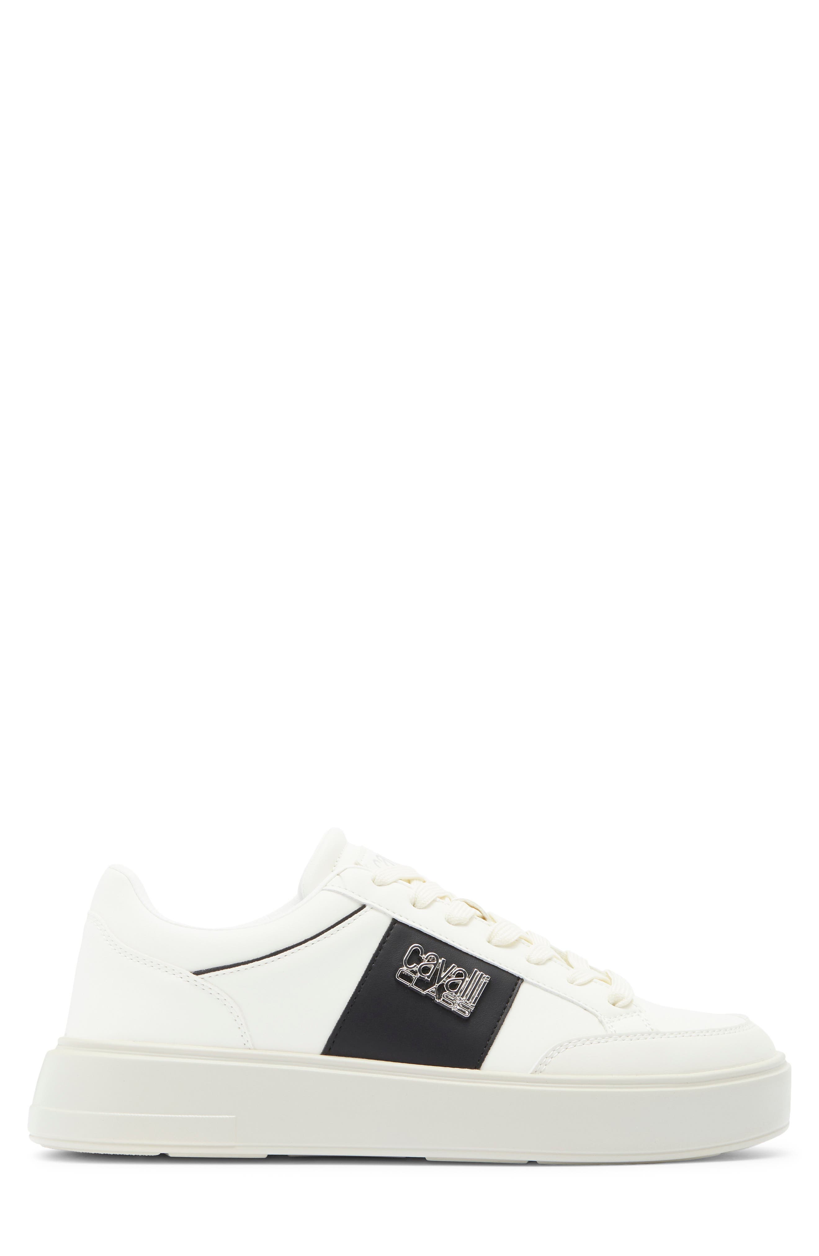 Roberto Cavalli Colorblock Low Top Sneaker, Alternate, color, Off White/ Black