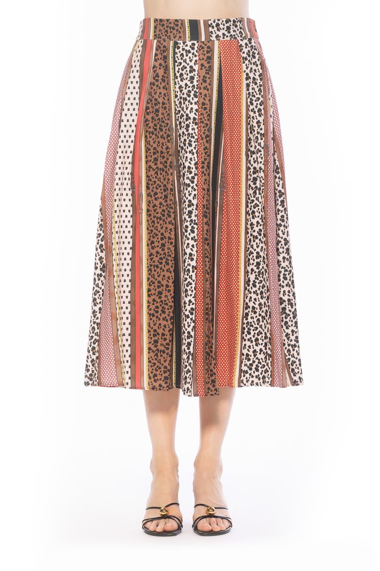 Oren Pleated Midi Skirt, Main, color, LEOPARD MULTI