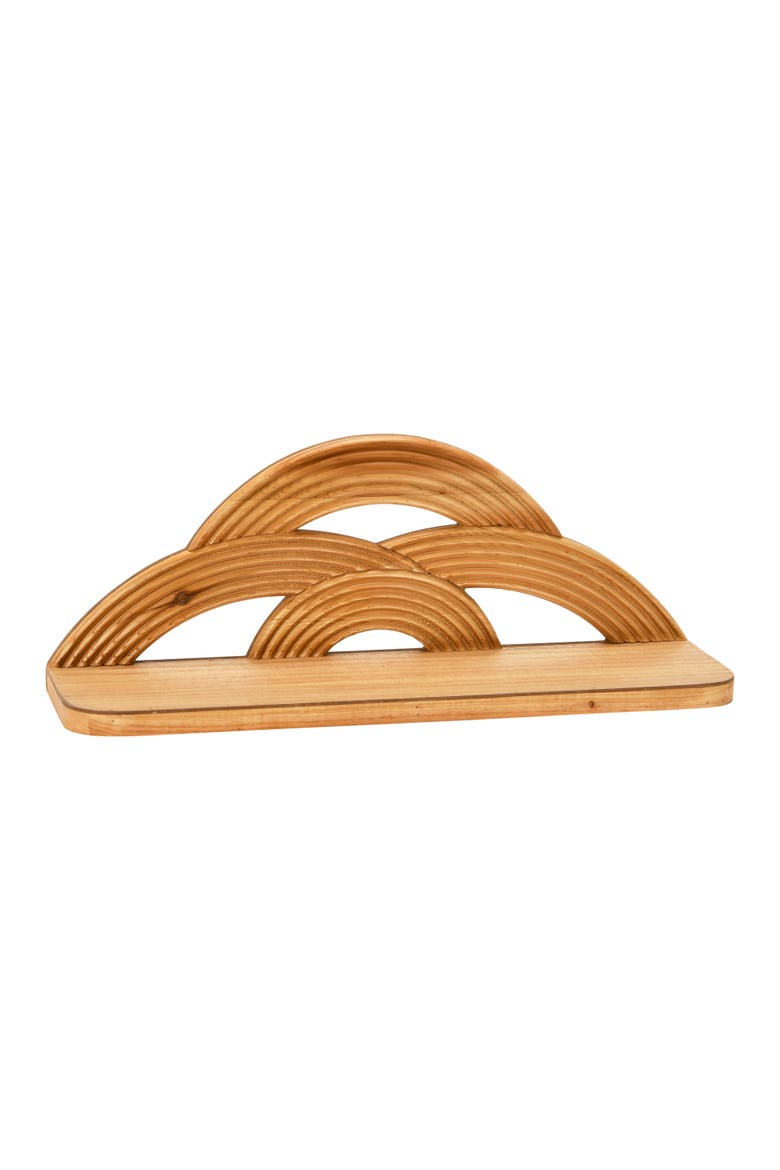 MDF and Wood Wall Shelf with Arches, Natural, Main, color, Brown