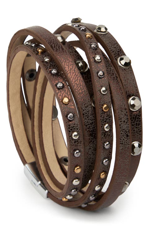 Studded Faux Leather Wrap Bracelet