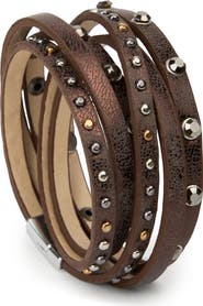 SAACHI Studded Faux Leather Wrap Bracelet