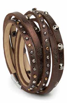 SAACHI Studded Faux Leather Wrap Bracelet