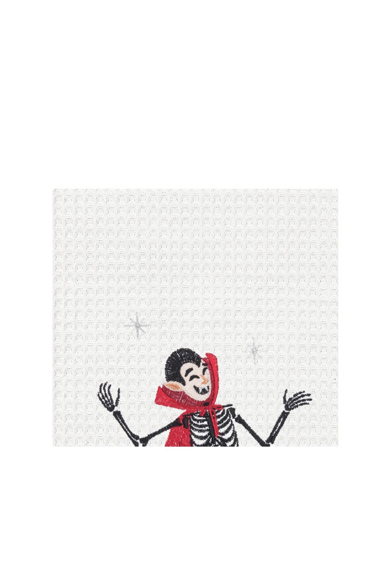 Dancing Vampire Halloween Embroidered 100% Cotton Waffle Weave, Alternate, color, Red