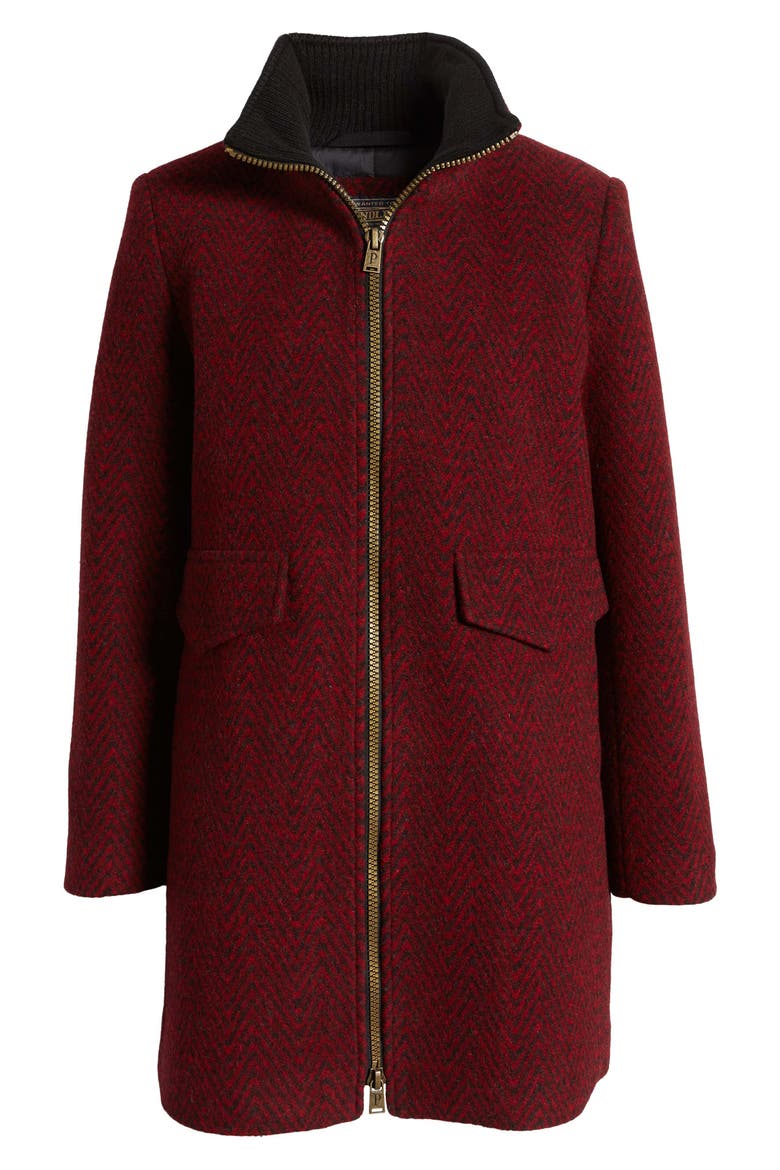Camden Wool Blend Topper Coat, Alternate, color, CHARCOAL HERRINGBONE