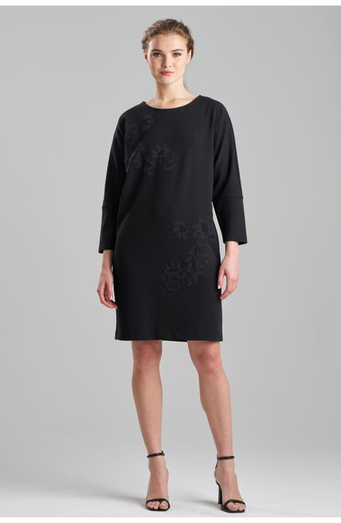 Scuba Crepe Wedge Dress w/Emb