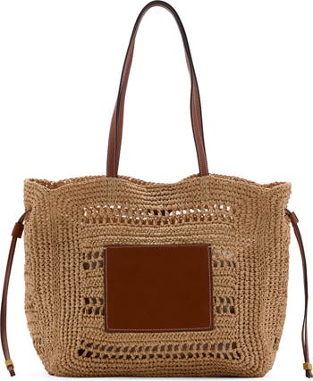 Small Double Handle Natural Fiber Crossbody Bag