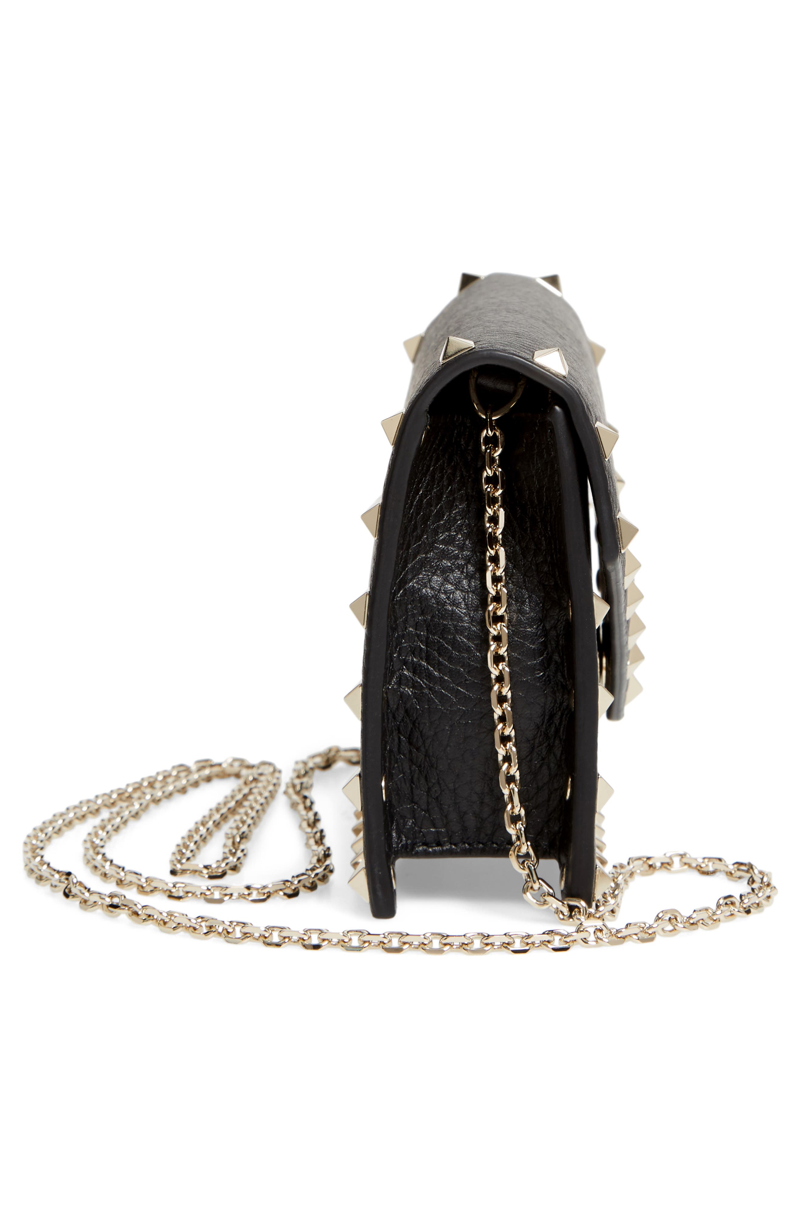 Valentino Garavani Rockstud Calfskin Leather Envelope Pouch, Alternate, color, 