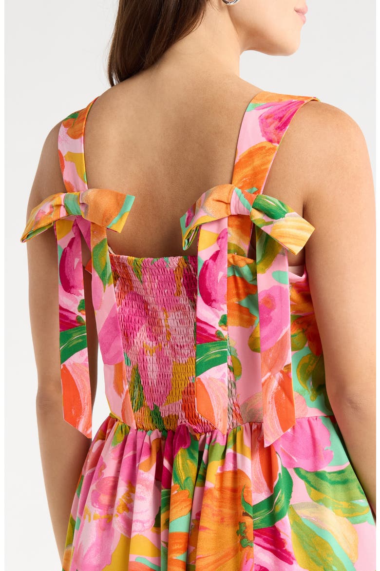 Jovana Floral Smocked Tie Shoulder Maxi Dress, Alternate, color, PINK/ MULTI