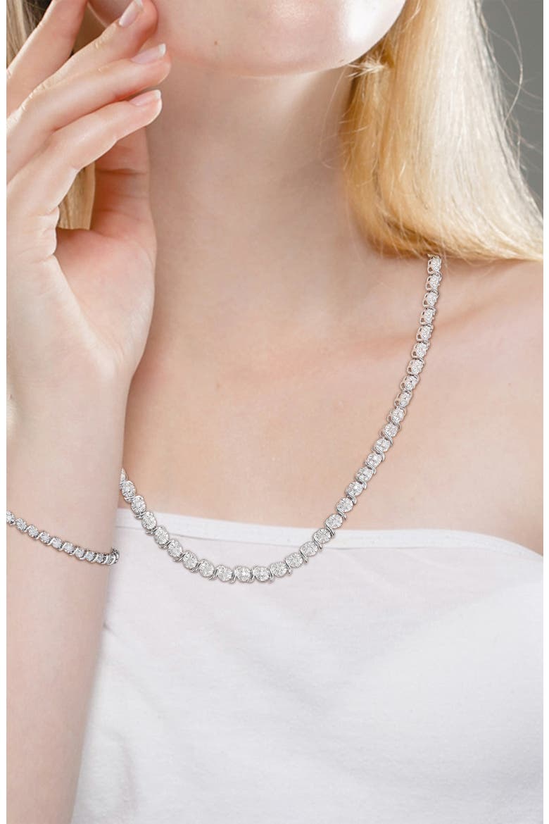 Diamond Tennis Necklace & Bracelet Set - 1.48ct., Alternate, color, SILVER