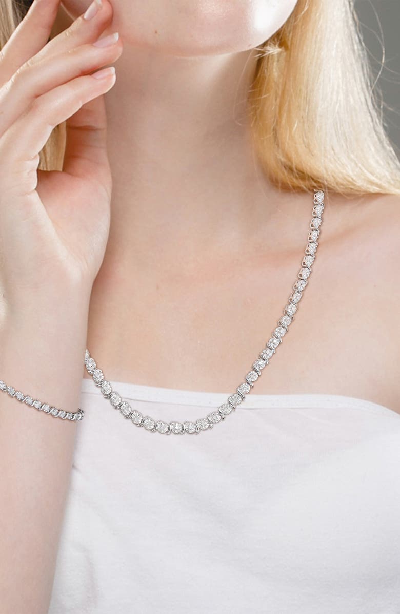 DELMAR Diamond Tennis Necklace & Bracelet Set - 1.48ct., Alternate, color, Silver