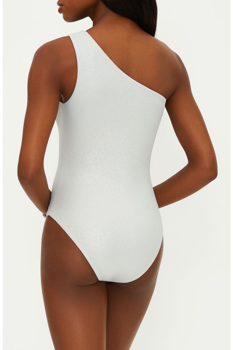 Alba Waffle One-Shoulder One-Piece Swimsuit, Alternate, color, SILVER SHINE